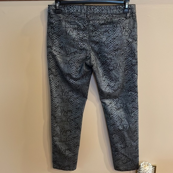 DAVID KAHN metallic snake print ankle jean stretch straight cut silver black 30w - Picture 3 of 13